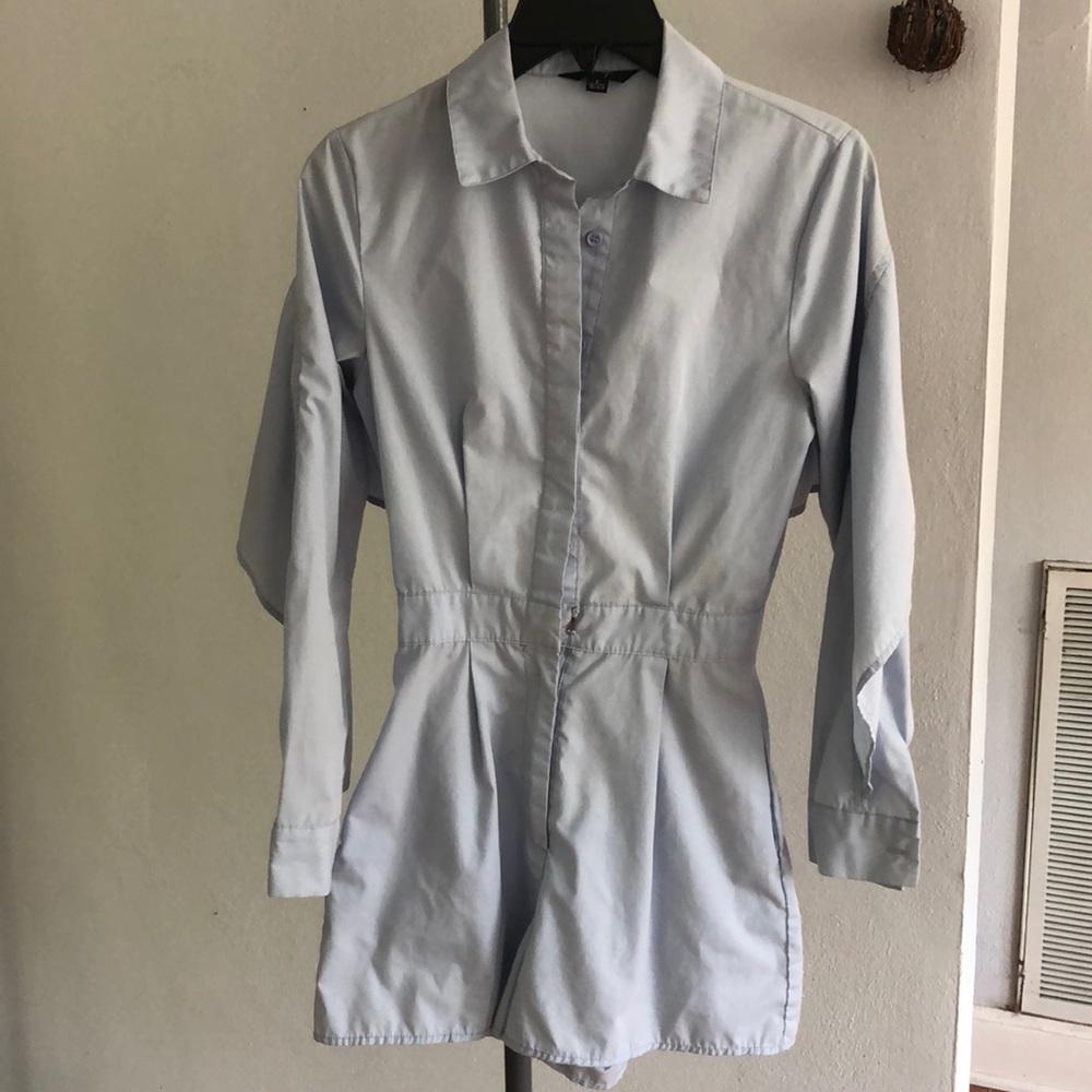 Dress-shirt blue romper